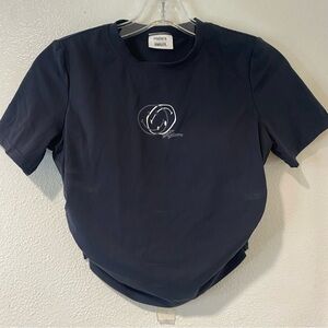 HALARA Black Cropped Rouging Sides Athletic TShirt